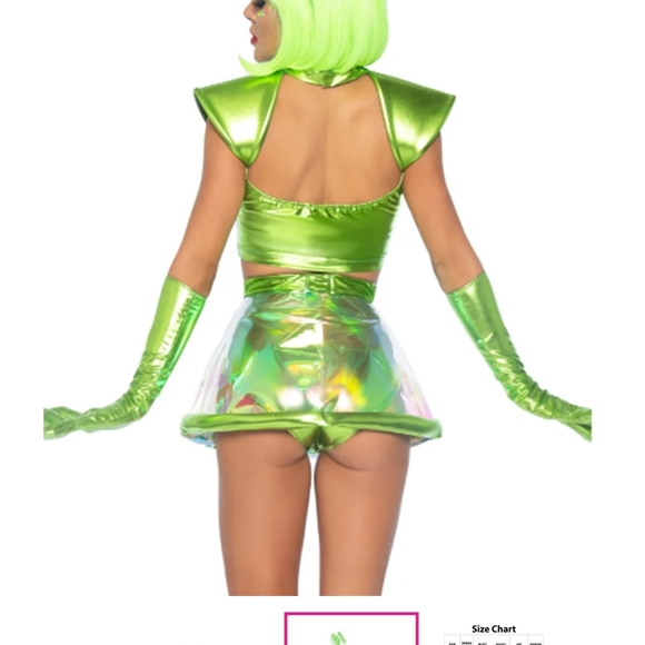 Leg Avenue Shiny Green Alien Costume Set - Picture 5 of 5